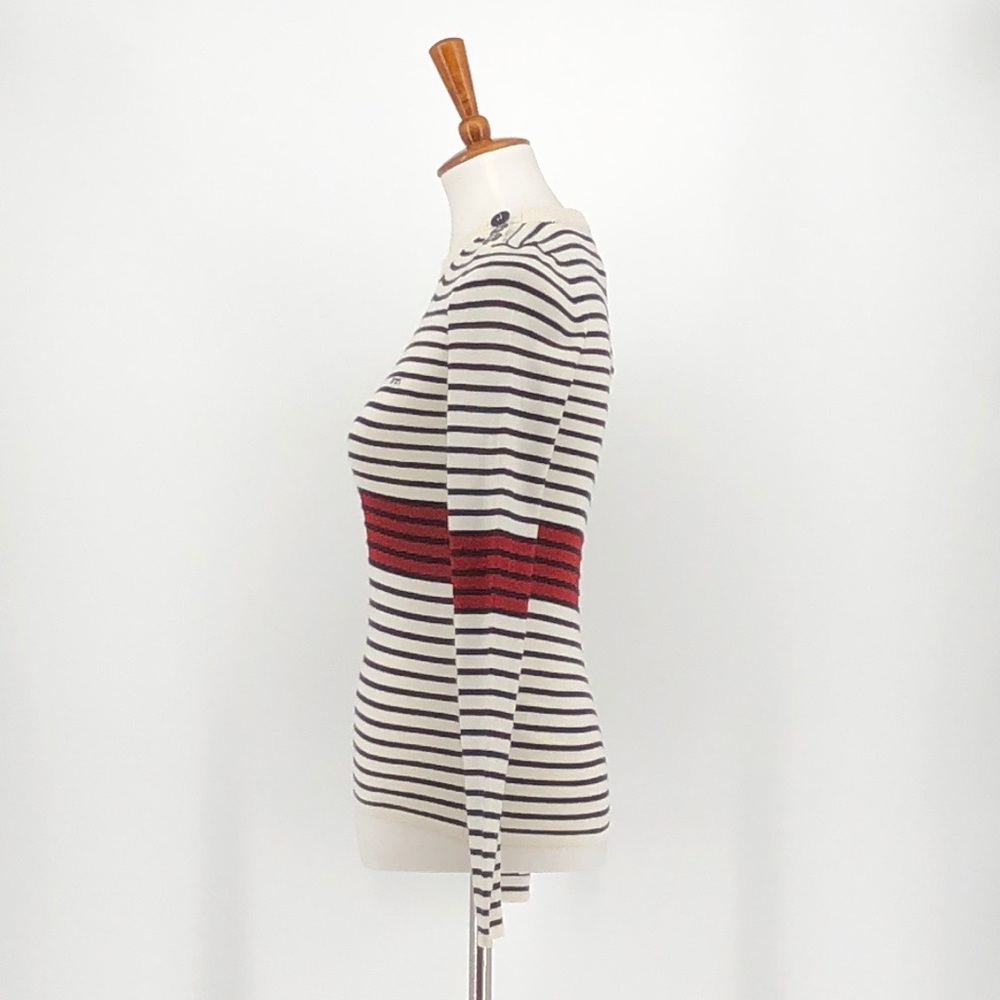 No. 21 White Black Striped Wool/Silk Blend Sweater - Picture 3 of 10